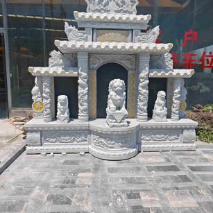 上海芝麻白中国黑石材套墓 花岗岩墓碑