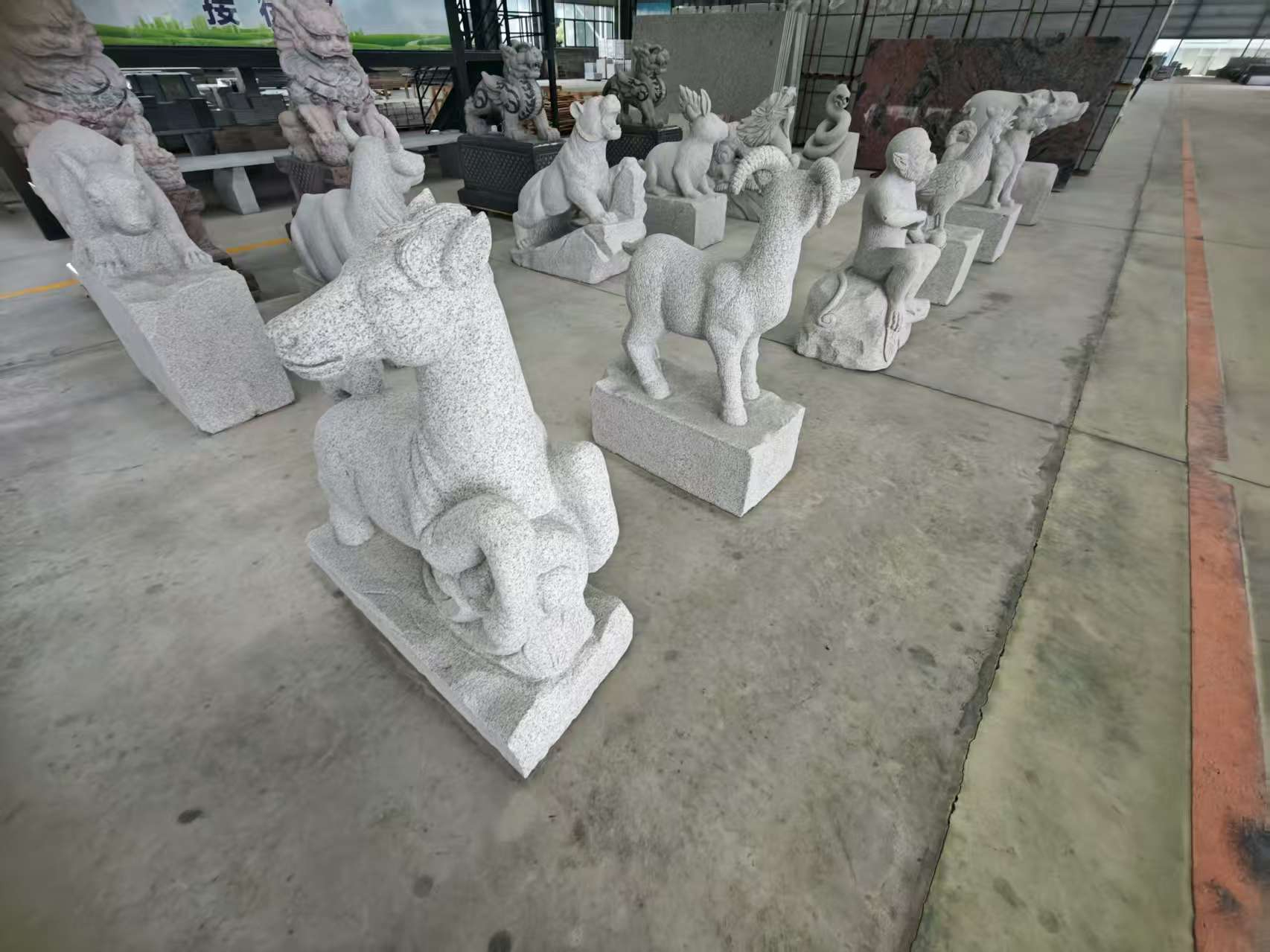 上海芝麻白雕刻 十二生肖 异形雕刻